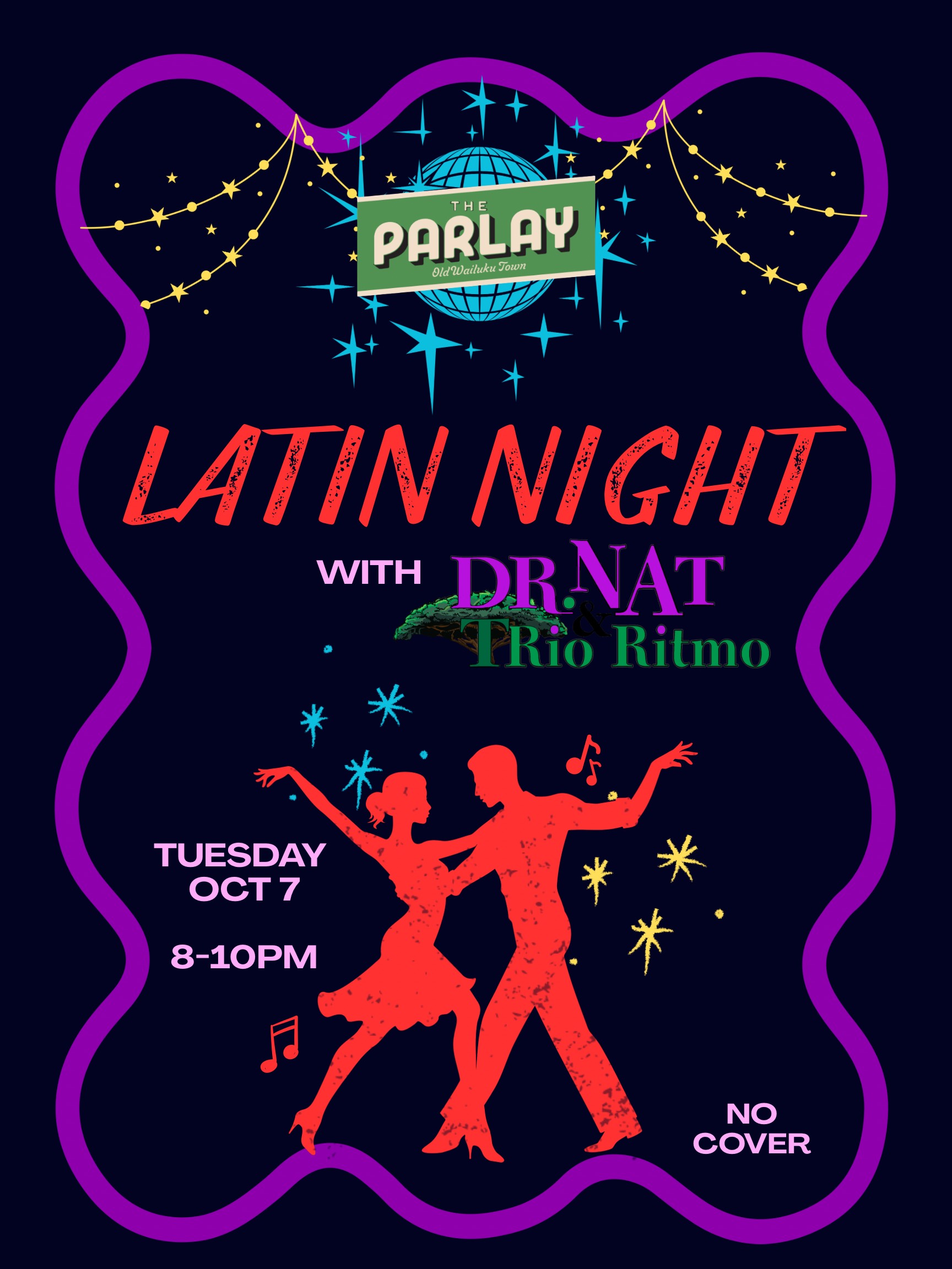 Afiche vertical noche de salsa monocromatico rosado